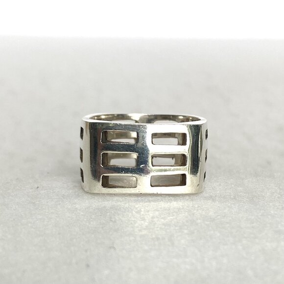 Sterling Silver 925 Square Chunky Geometric Cutout Unisex Band Ring Sz 11.5 - Picture 13 of 16